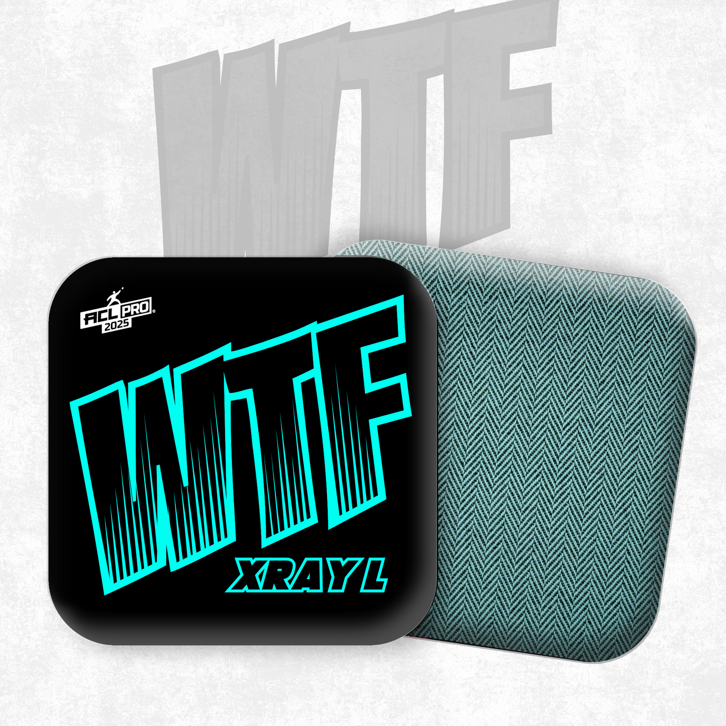 2026 WTF X-RAY Aqua/Black carpet - ACL Pro Stamped Cornhole Bags - Set of 4 bags