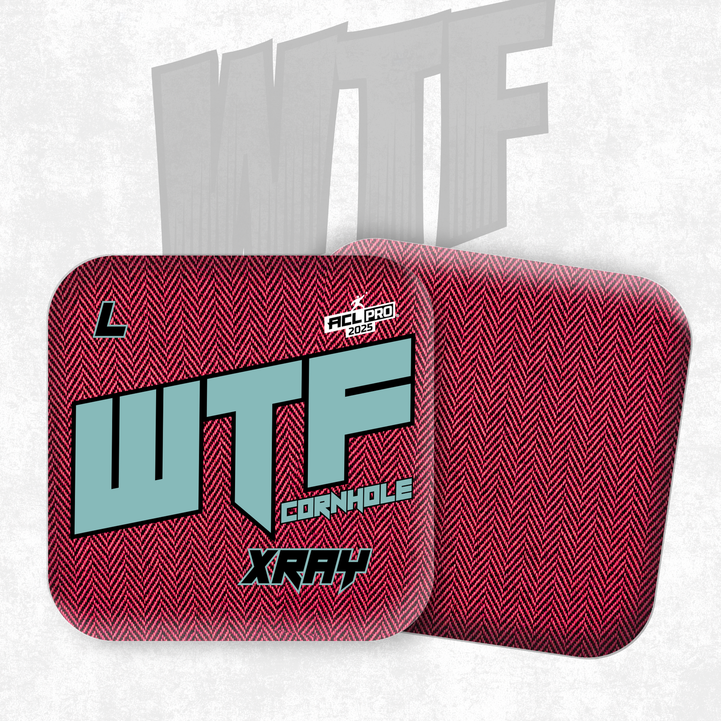 2026 WTF X-RAY Pink/Black carpet - ACL Pro Stamped Cornhole Bags - Set of 4 bags