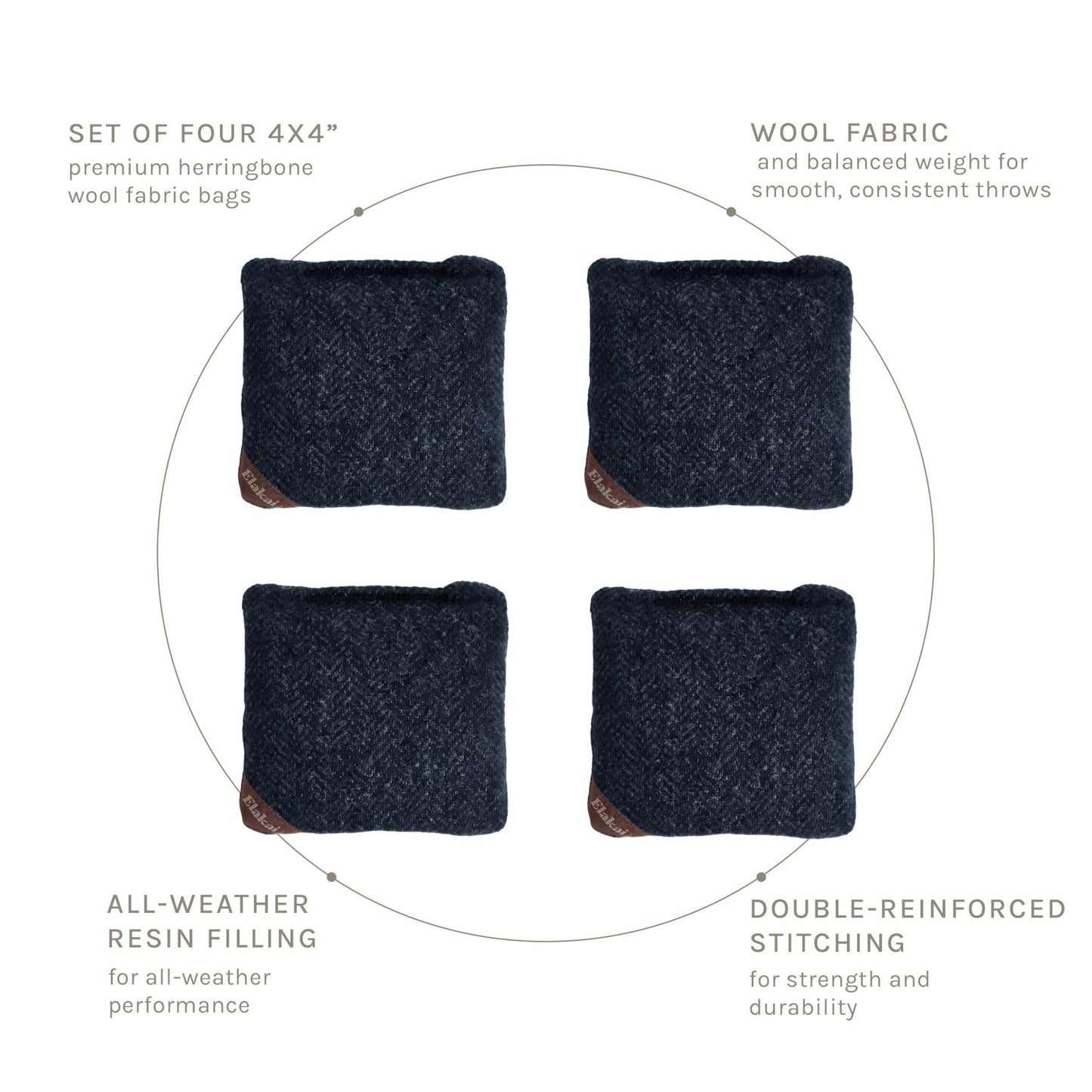 4-in Travel Herringbone Cornhole Bags | Premium All-Weather Collection
