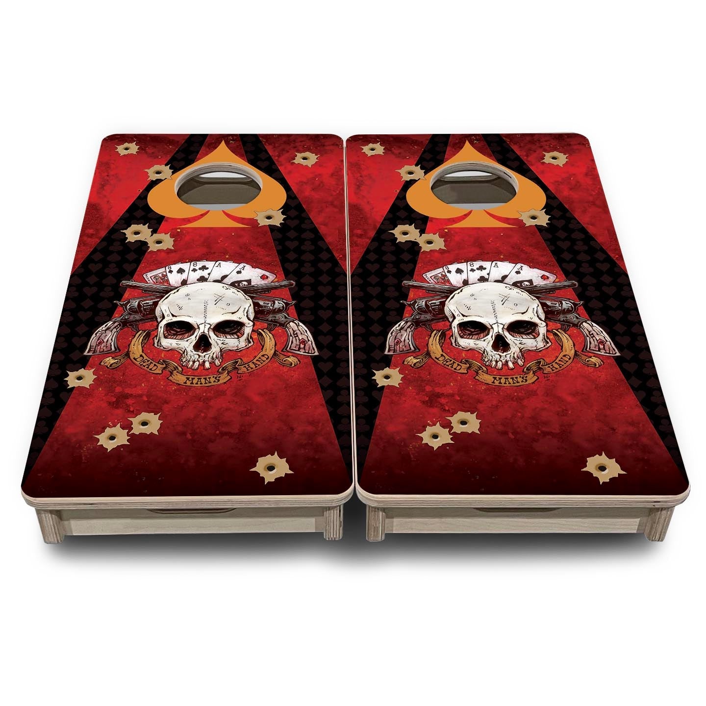 Deadman's Hand - Mini Cornhole Board Set (12" x 24") with 8 Mini Bags
