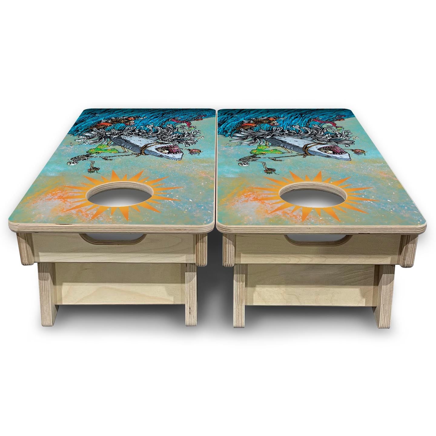 Great White Wave - Mini or Vacation Size Cornhole Boards