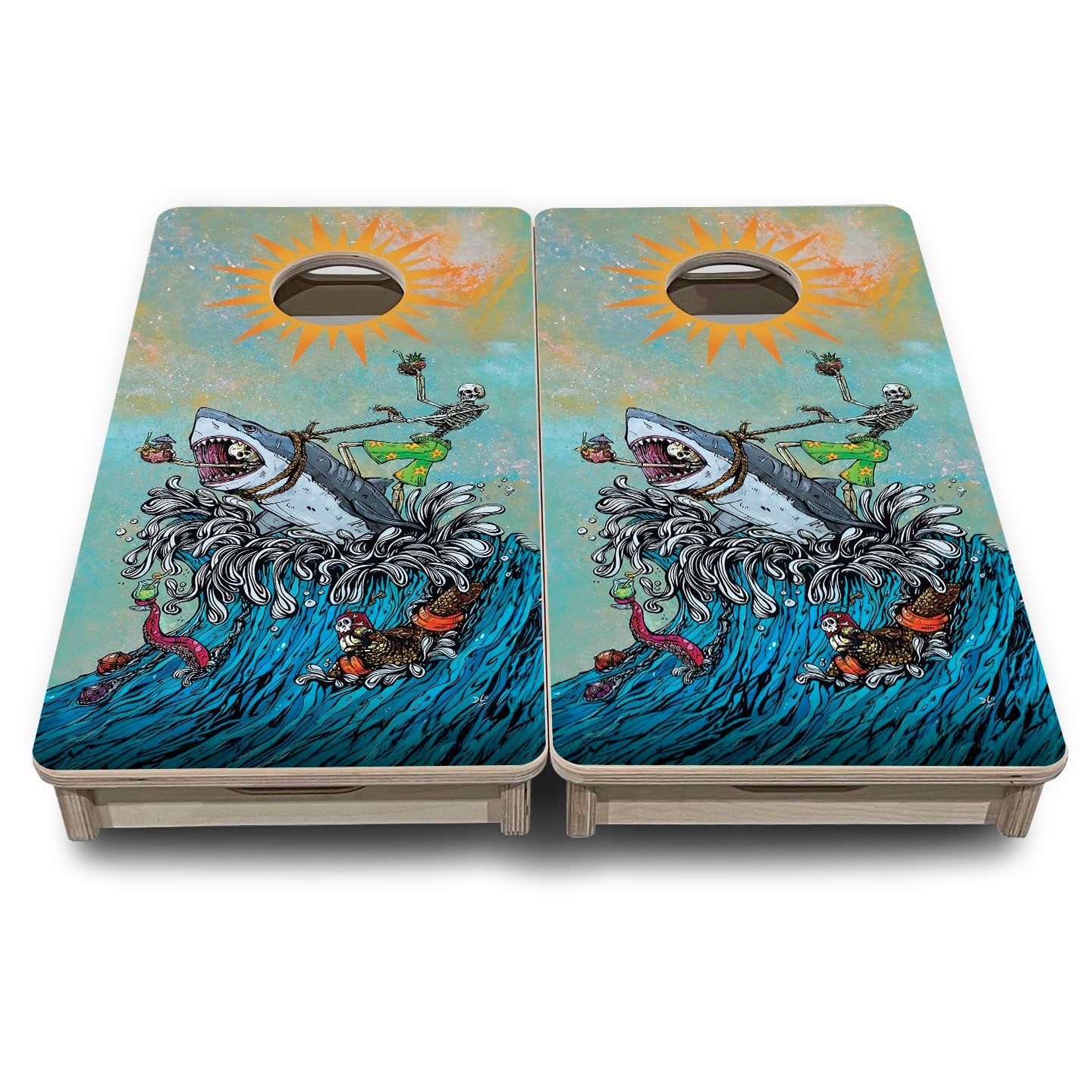 Great White Wave - Mini Cornhole Board Set (12" x 24") with 8 Mini Bags