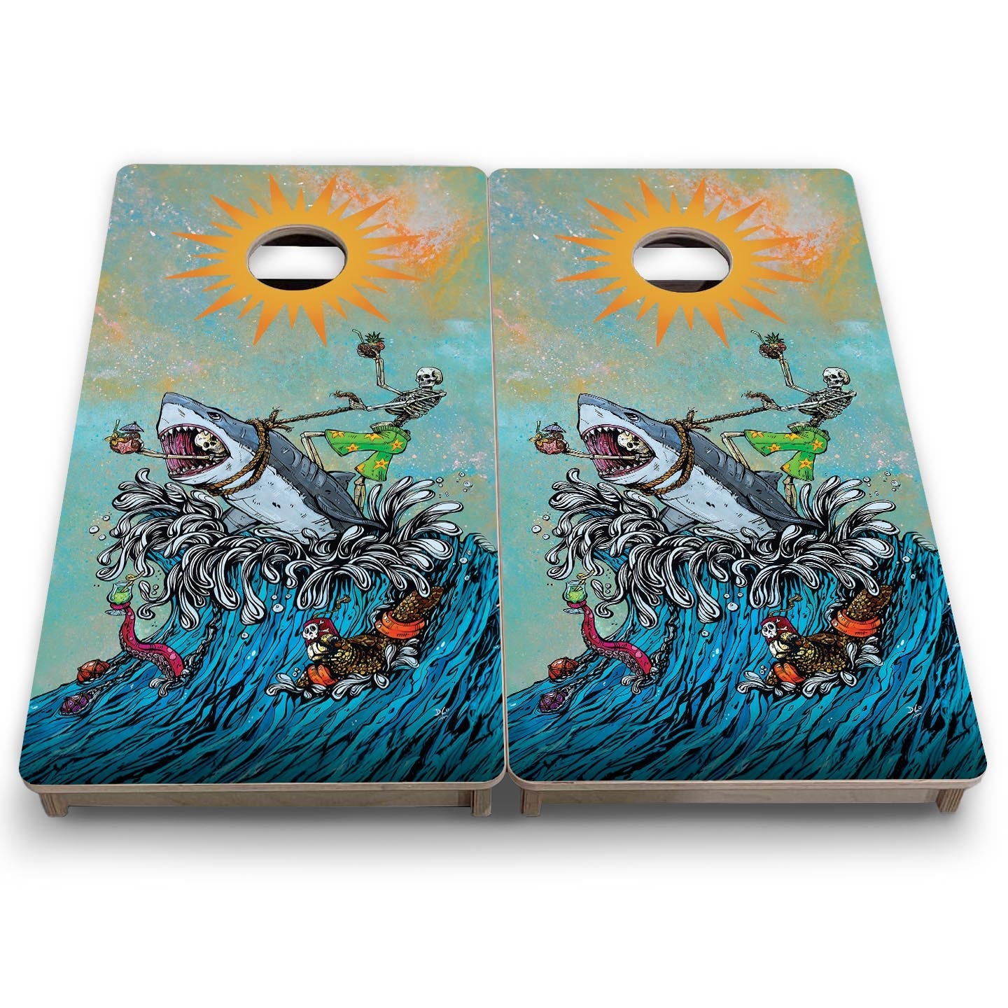 Great White Wave - Mini or Vacation Size Cornhole Boards