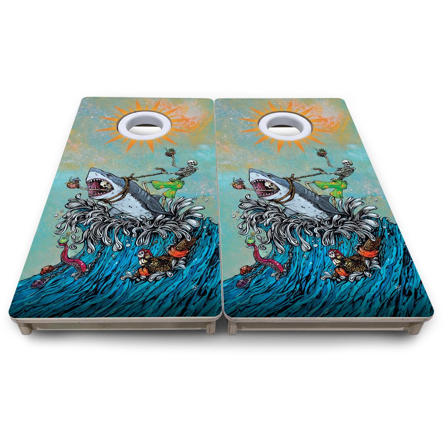 Great White Wave - Mini or Vacation Size Cornhole Boards