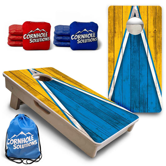 Team Color Triangle - Mini or Vacation Size Cornhole Boards (Blue & Gold)