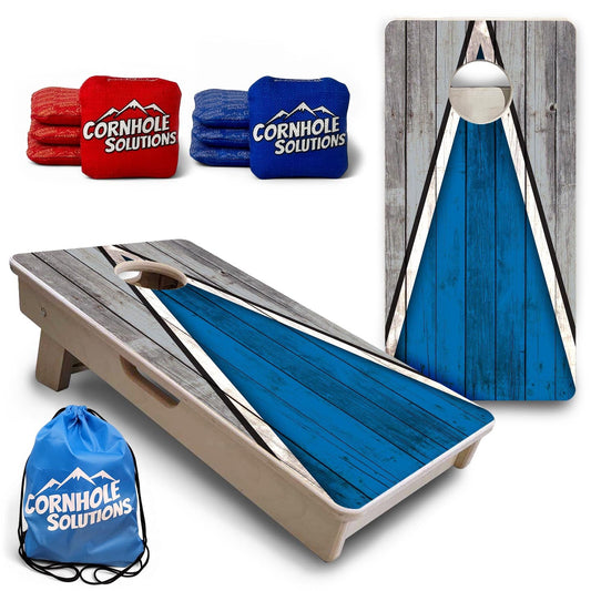 Team Color Triangle - Mini or Vacation Size Cornhole Boards (Blue & Grey)