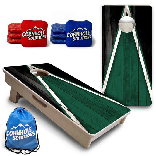 Team Color Triangle - Mini or Vacation Size Cornhole Boards (Green & Black)