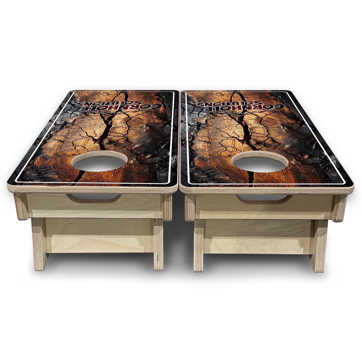 Distressed Live Edge CS Logo - Mini or Vacation Size Cornhole Boards