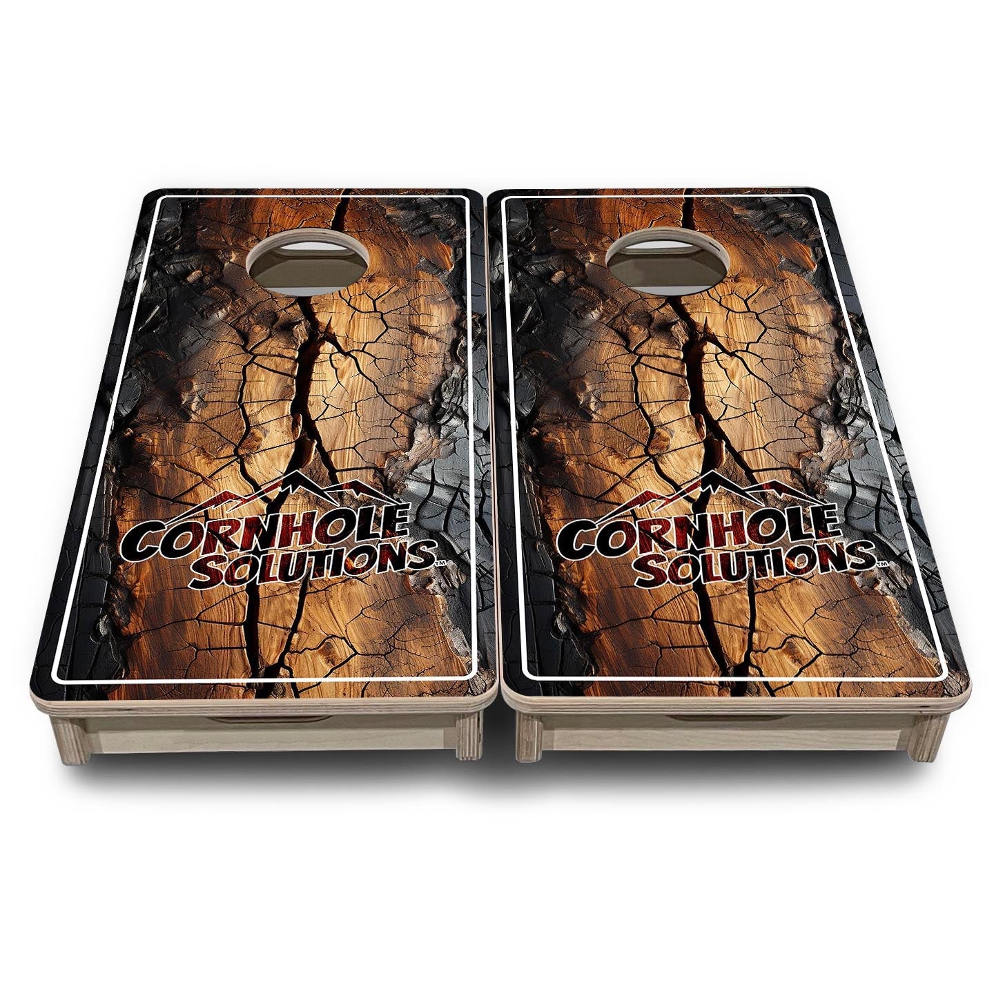 Distressed Live Edge CS Logo - Mini or Vacation Size Cornhole Boards