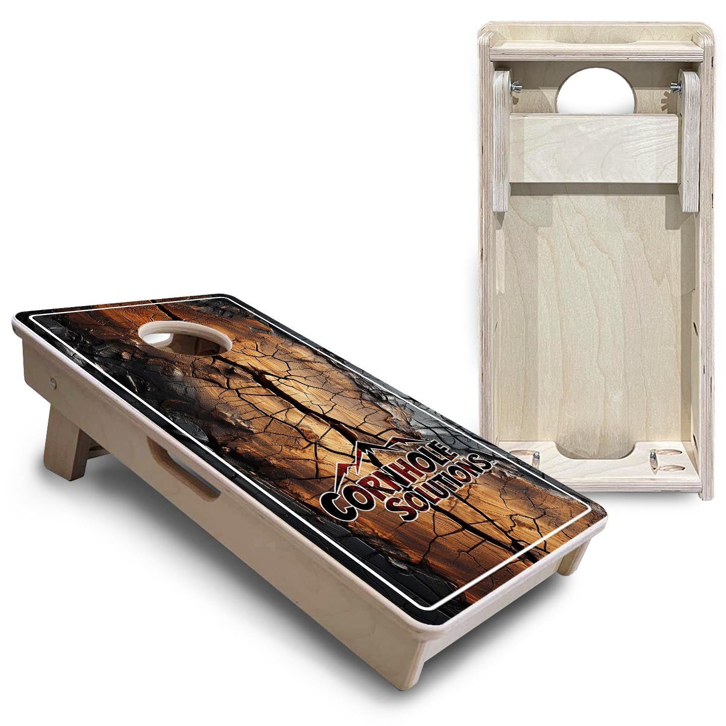 Distressed Live Edge CS Logo - Mini or Vacation Size Cornhole Boards