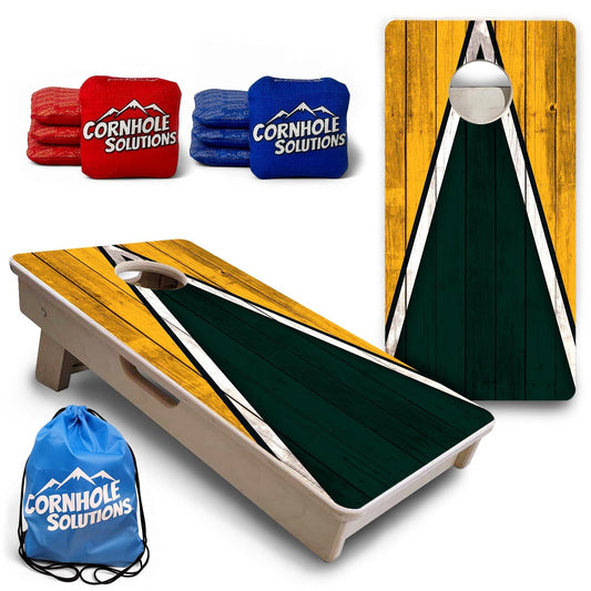 Team Color Triangle - Mini or Vacation Size Cornhole Boards (Green & Gold)
