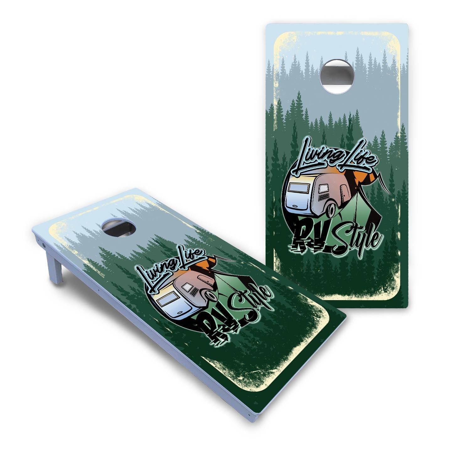 Living Life RV Style Cornhole Boards - All Weather Series