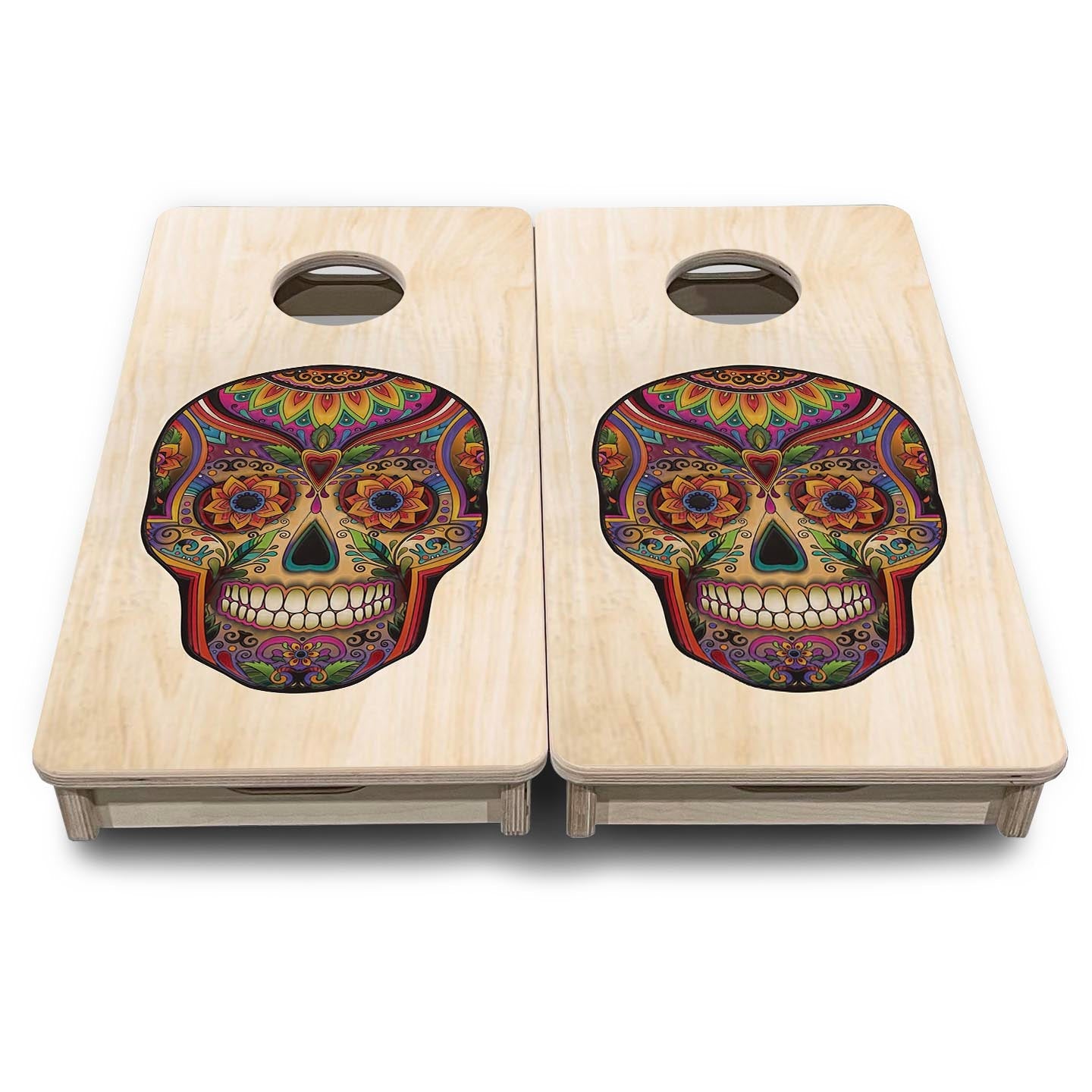 Sugar Skull - Mini Cornhole Board Set (12" x 24") with 8 Mini Bags
