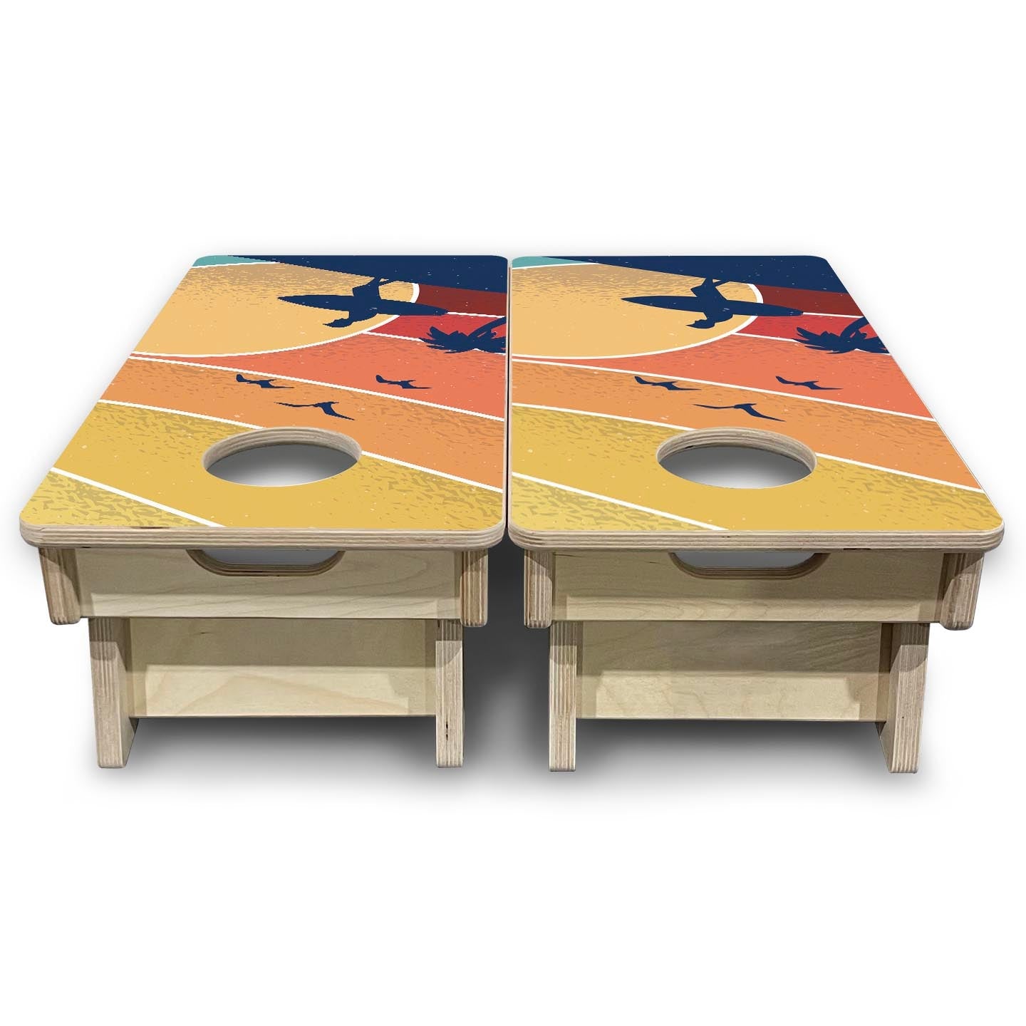 Retro Beach Surf - Mini or Vacation Size Cornhole Boards