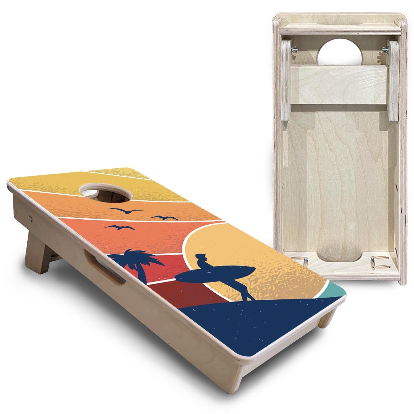 Retro Beach Surf - Mini or Vacation Size Cornhole Boards