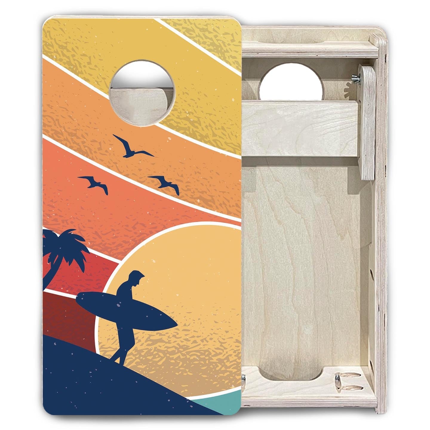 Retro Beach Surf - Mini or Vacation Size Cornhole Boards