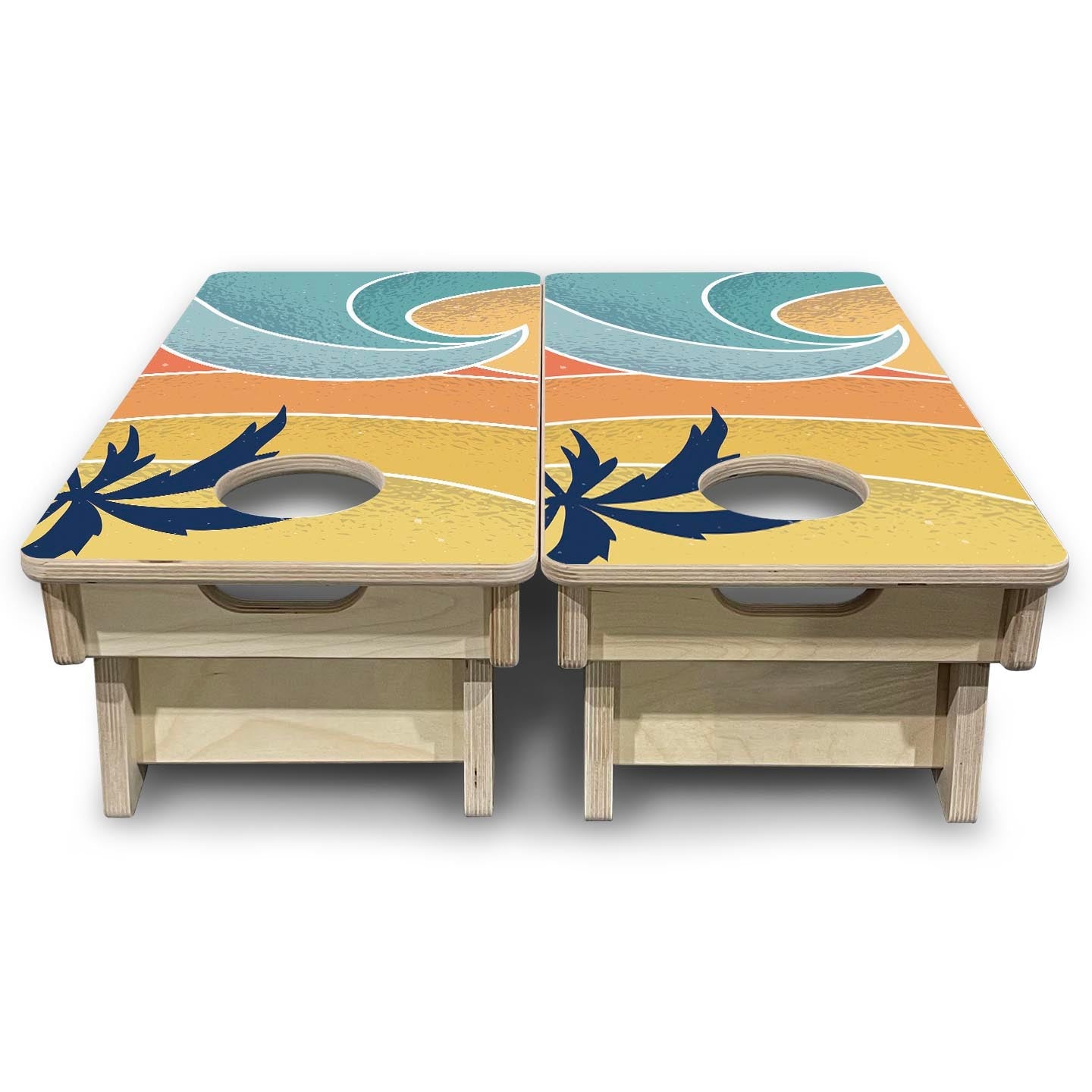 Retro Beach Wave - Mini or Vacation Size Cornhole Boards