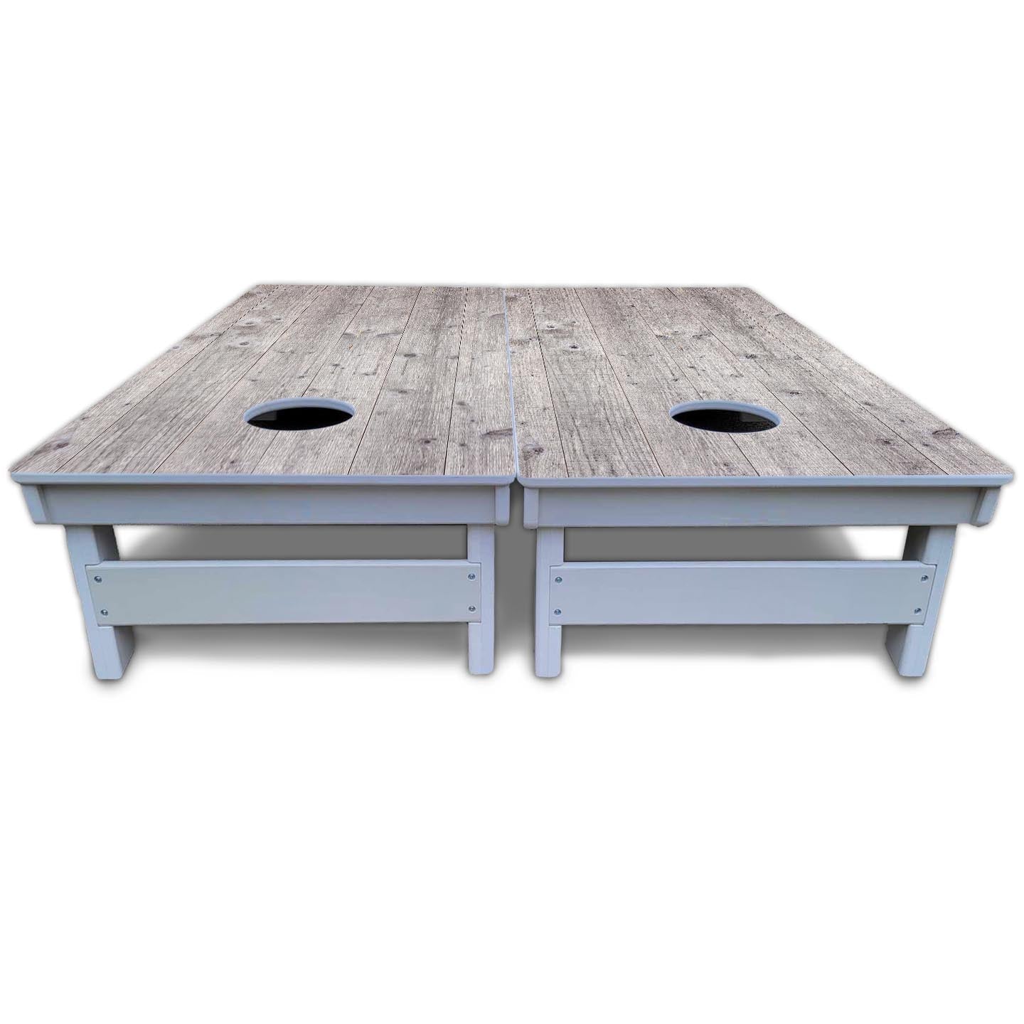 Driftwood Grey Stained Cornhole Boards - All Weather Series