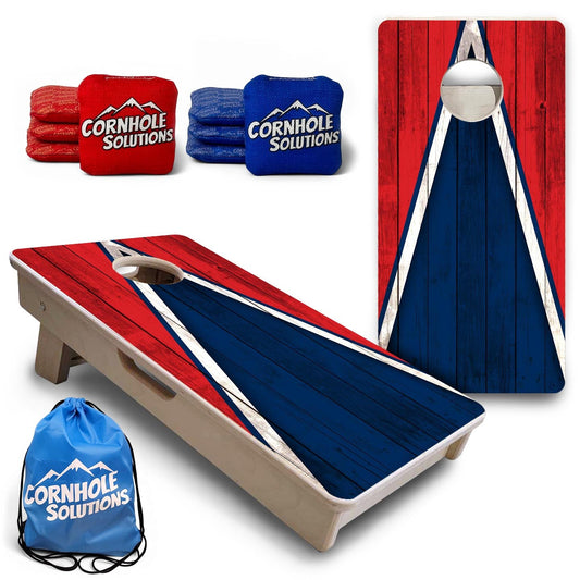 Team Color Triangle - Mini or Vacation Size Cornhole Boards (Navy Blue & Red)
