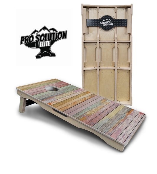 Pastel Color Plank Cornhole Boards - Pro Solution Elite Series