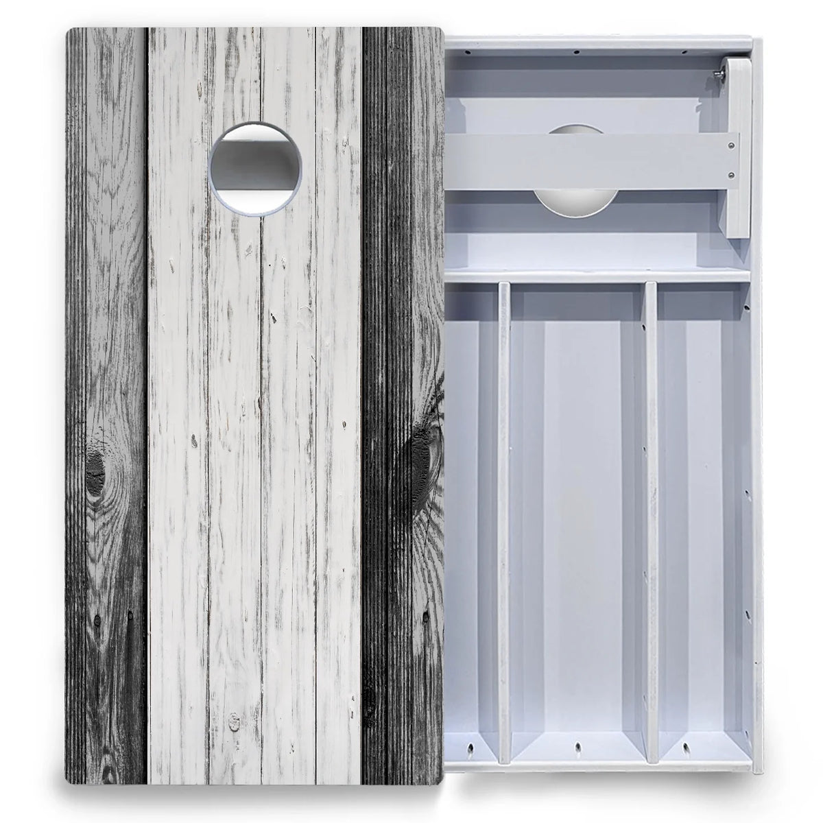 Grey Two Tone Slats Cornhole Boards - All Weather Series