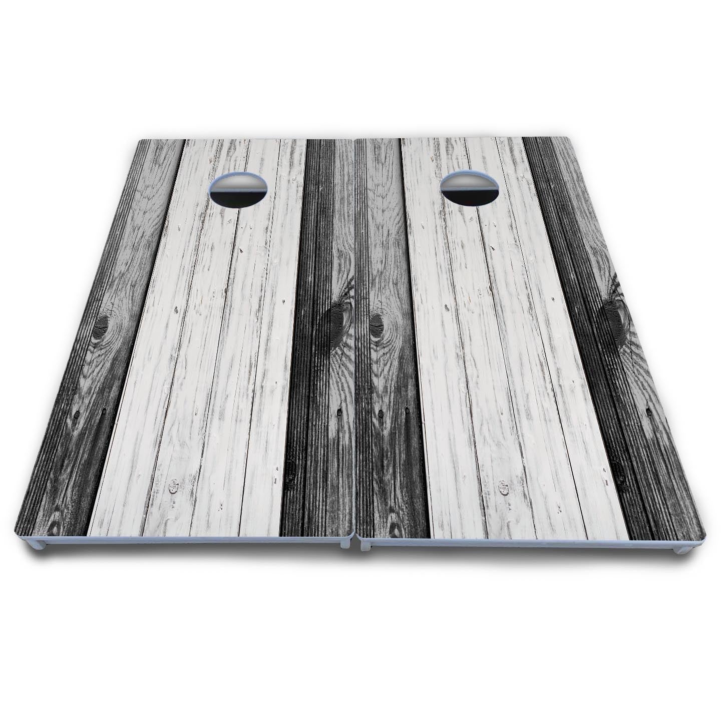 Grey Two Tone Slats Cornhole Boards - All Weather Series