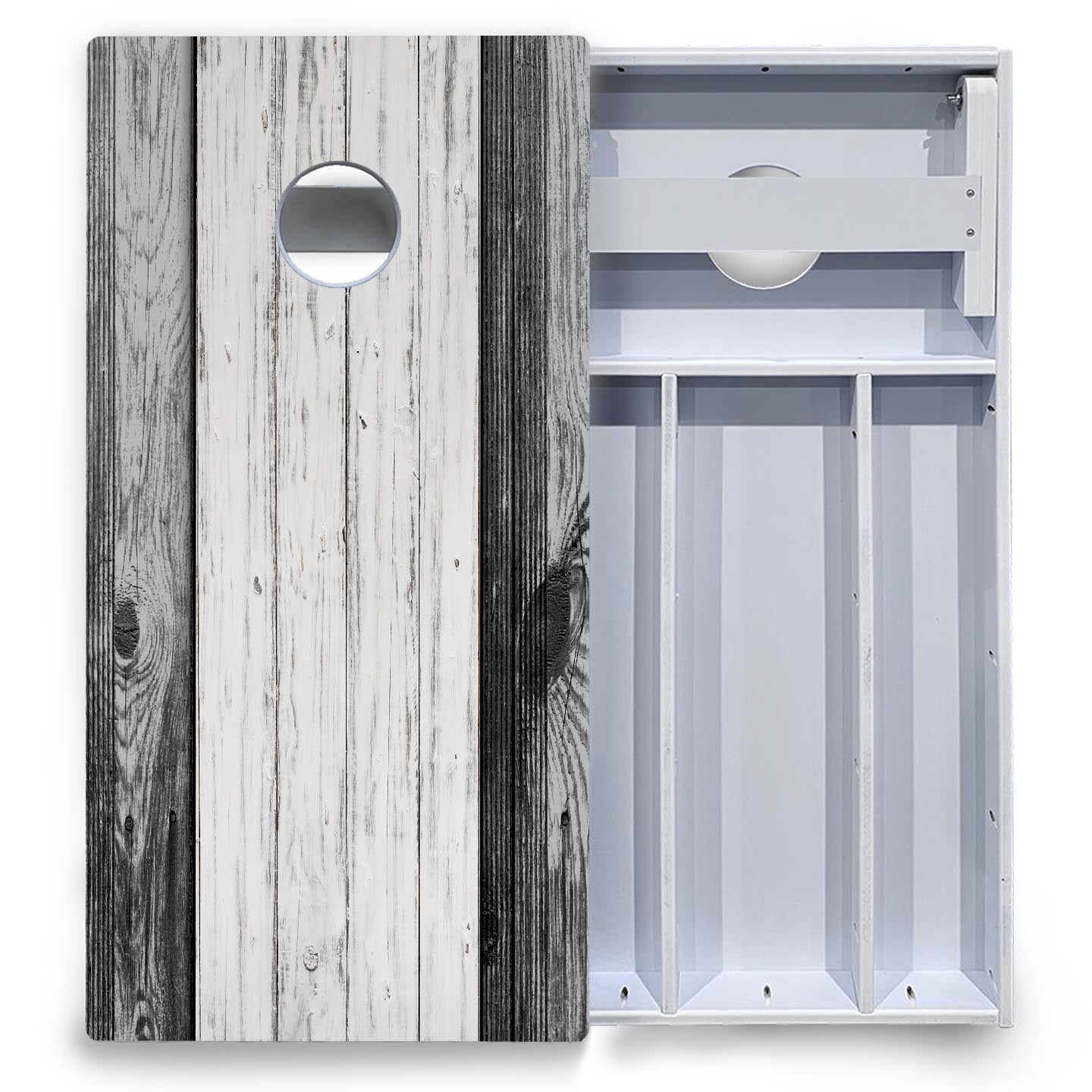 Grey Two Tone Slats Cornhole Boards - All Weather Series