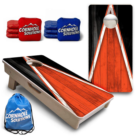 Team Color Triangle - Mini or Vacation Size Cornhole Boards (Dark Orange & Black)