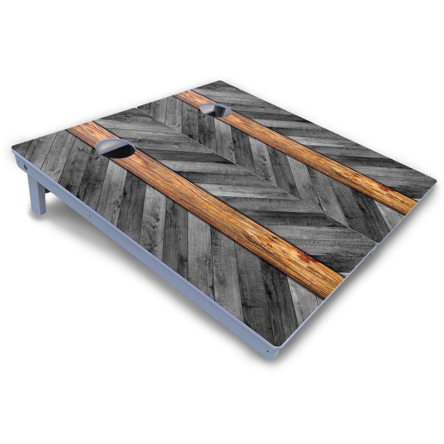Grey Herringbone Cornhole Boards - All Weather Series