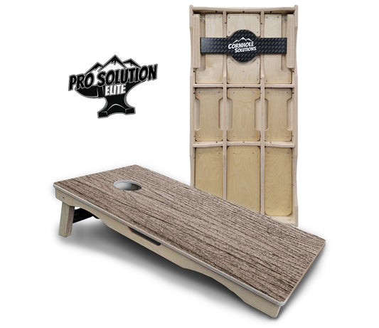 Tan Grey Wood Cornhole Boards - Pro Solution Elite Series