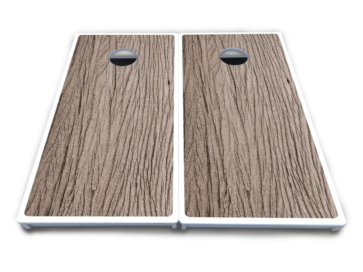 Tan Grey Wood Cornhole Boards - All Weather Series