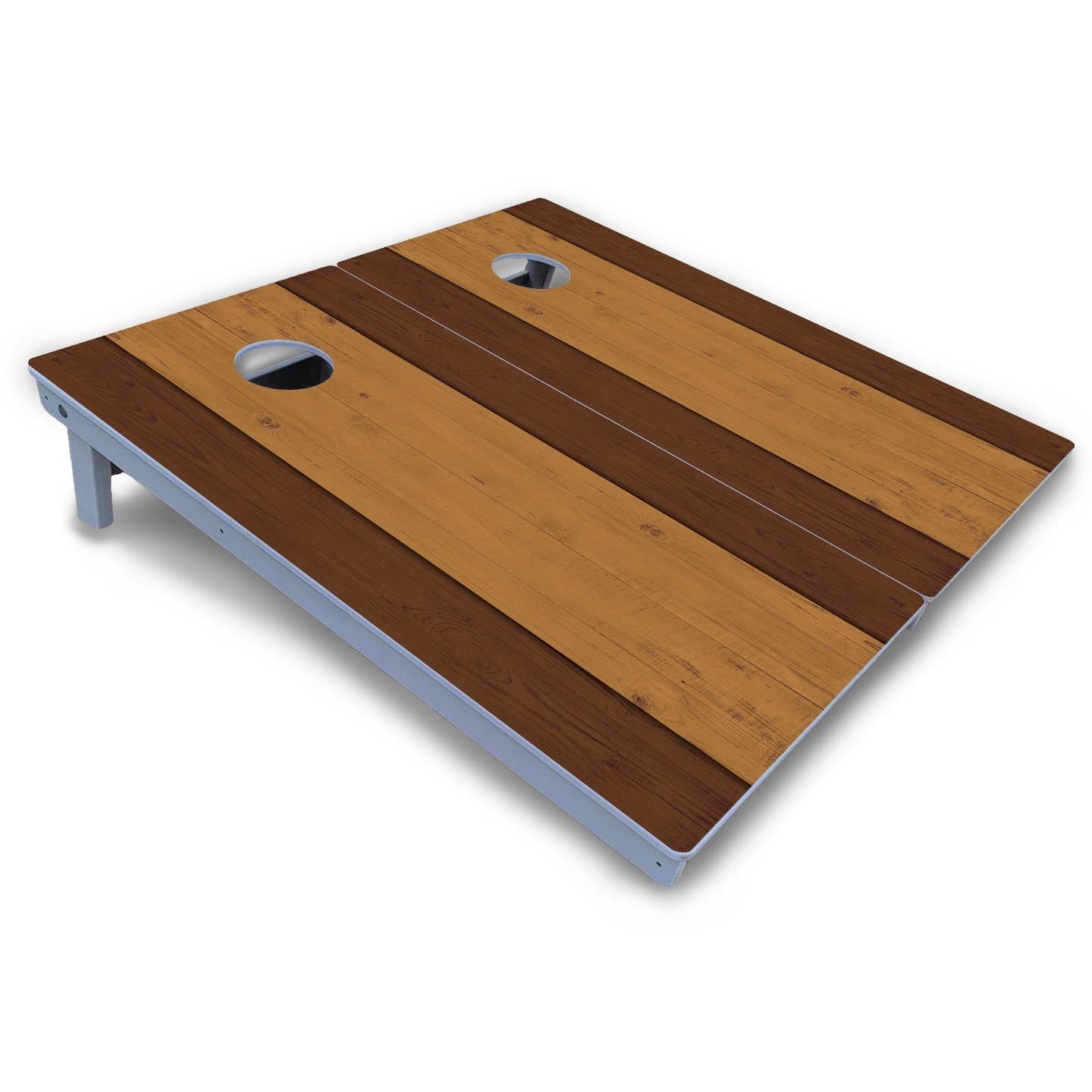 Brown Two Tone Planks Cornhole Boards - All Weather Series