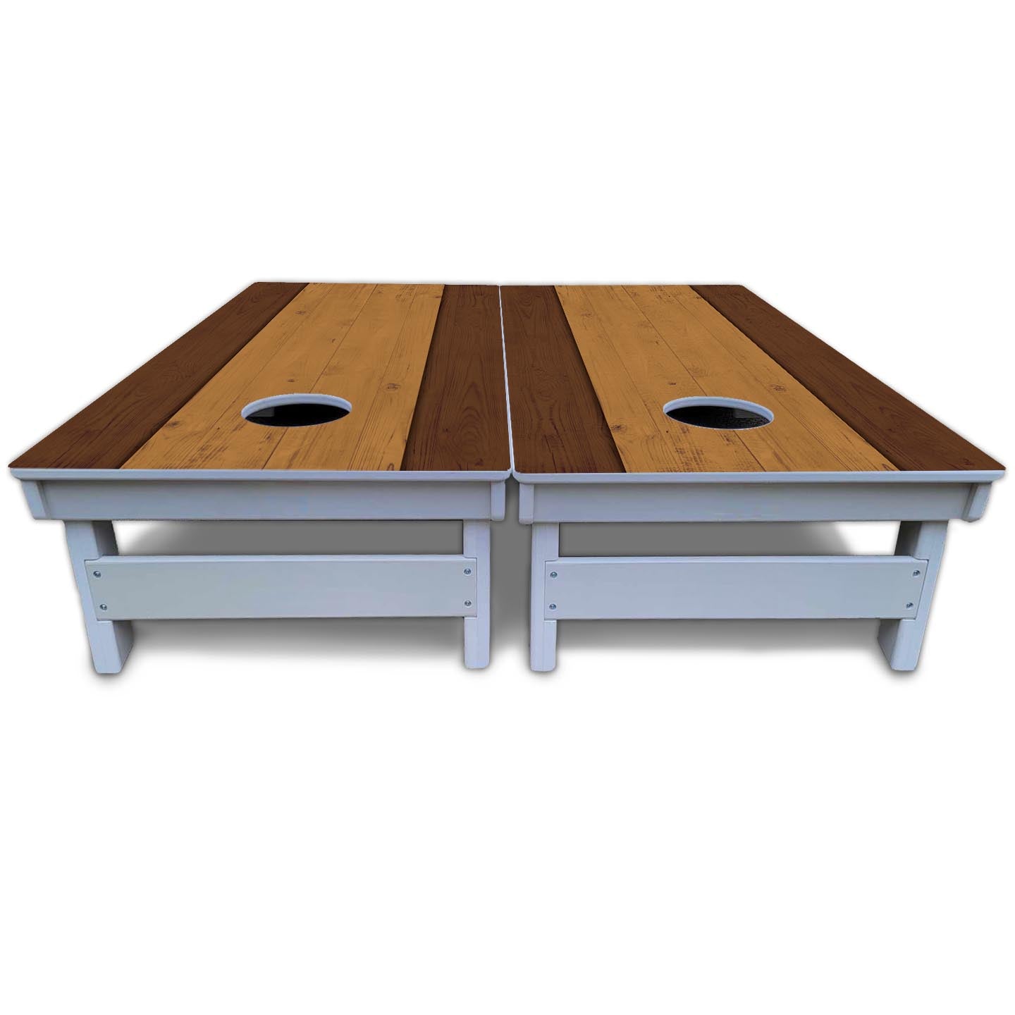 Brown Two Tone Planks Cornhole Boards - All Weather Series