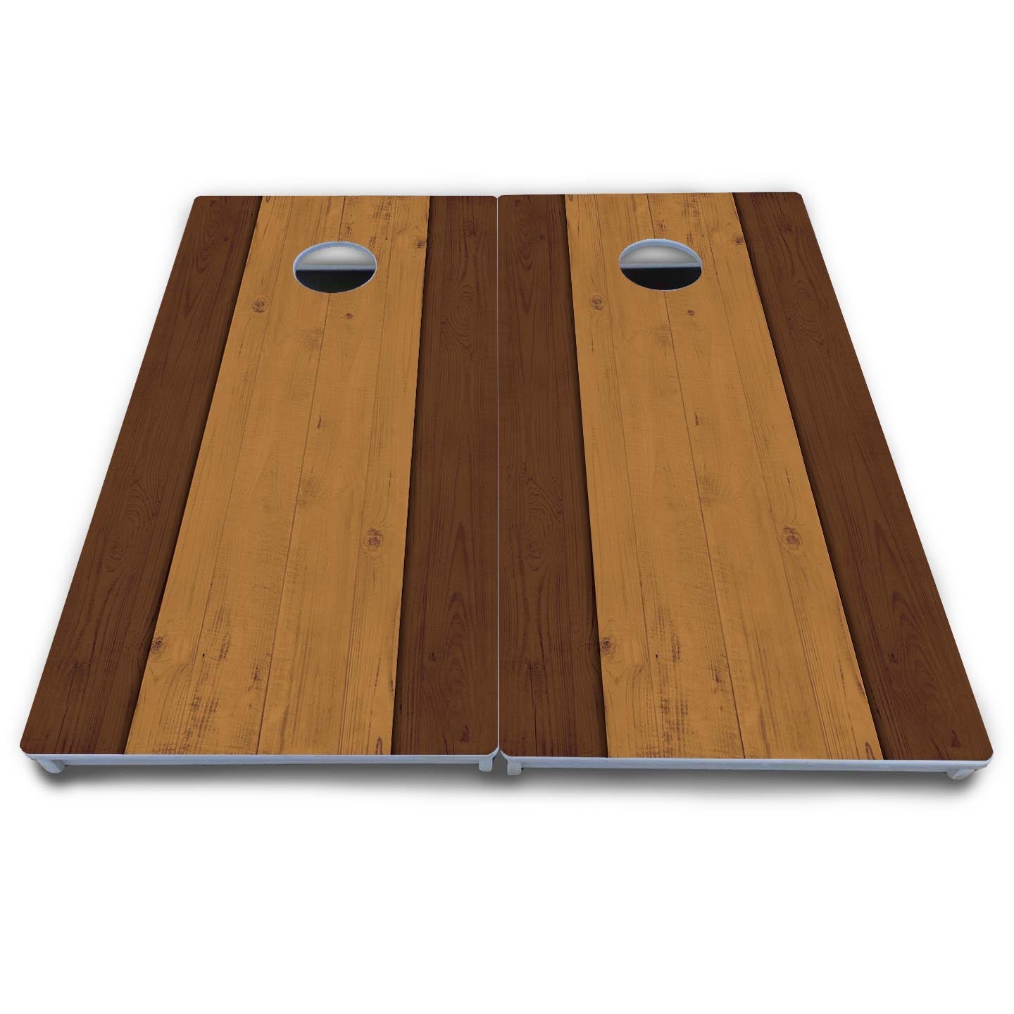 Brown Two Tone Planks Cornhole Boards - All Weather Series