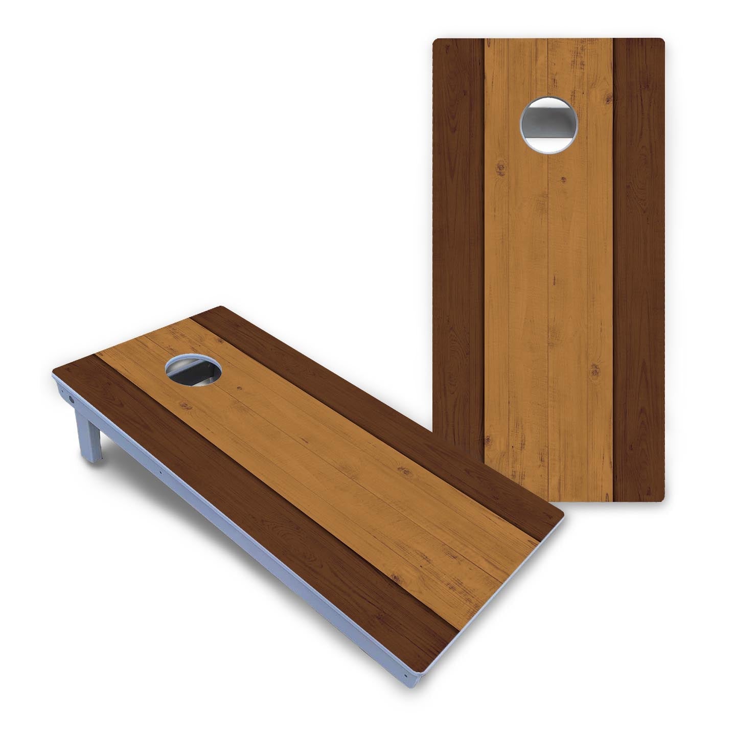 Brown Two Tone Planks Cornhole Boards - All Weather Series