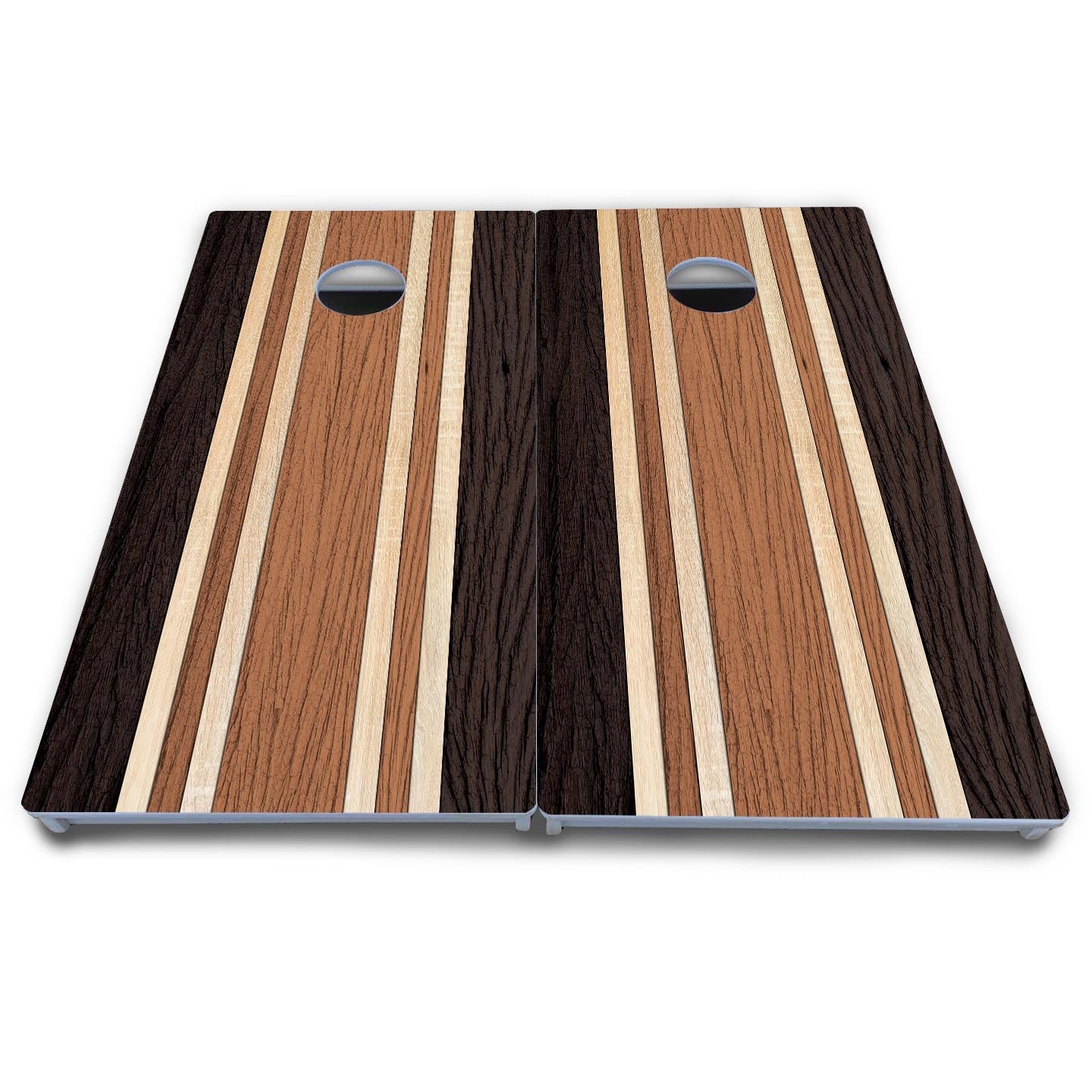 Brown Two Tone Stripes Cornhole Boards - All Weather Series
