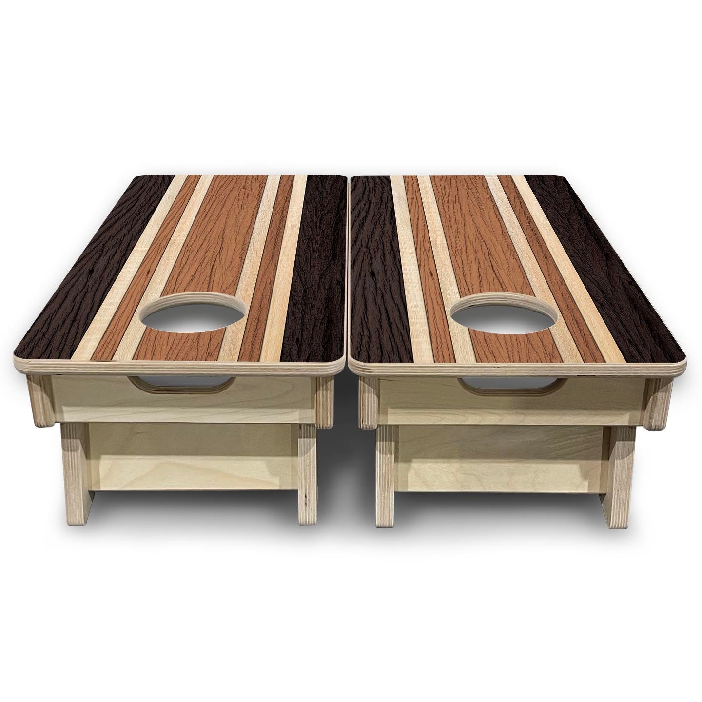 Brown Two Tone Stripes - Mini or Vacation Size Cornhole Boards