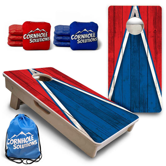 Team Color Triangle - Mini or Vacation Size Cornhole Boards (Royal Blue & Red)