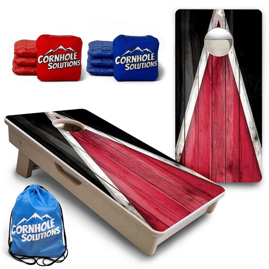 Team Color Triangle - Mini or Vacation Size Cornhole Boards (Scarlet & Dark Grey)