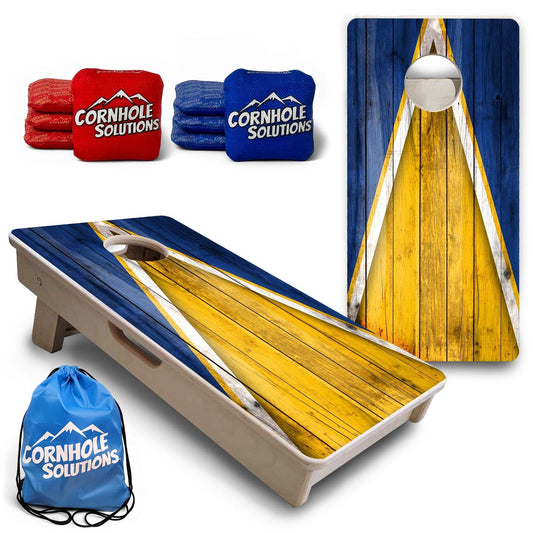 Team Color Triangle - Mini or Vacation Size Cornhole Boards (Yellow & Blue)