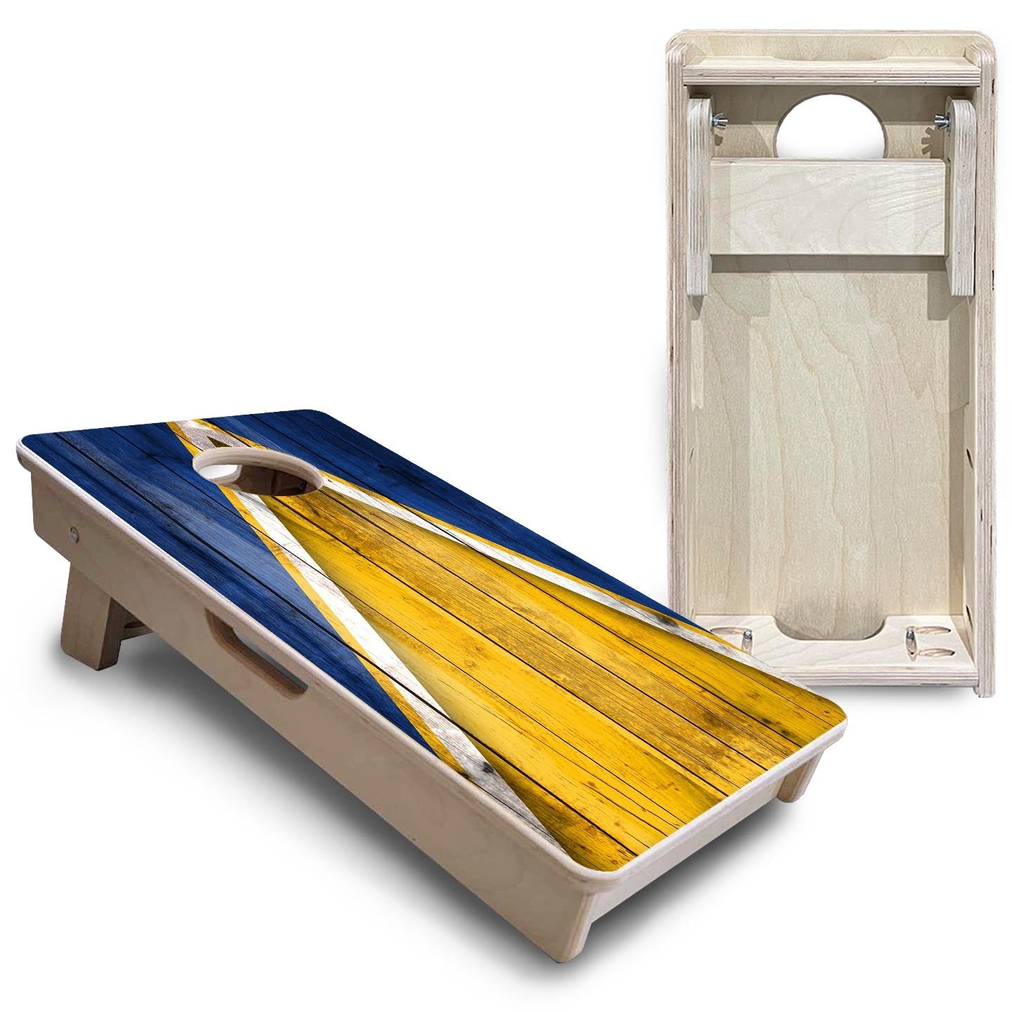 Team Color Triangle - Mini or Vacation Size Cornhole Boards (Yellow & Blue)