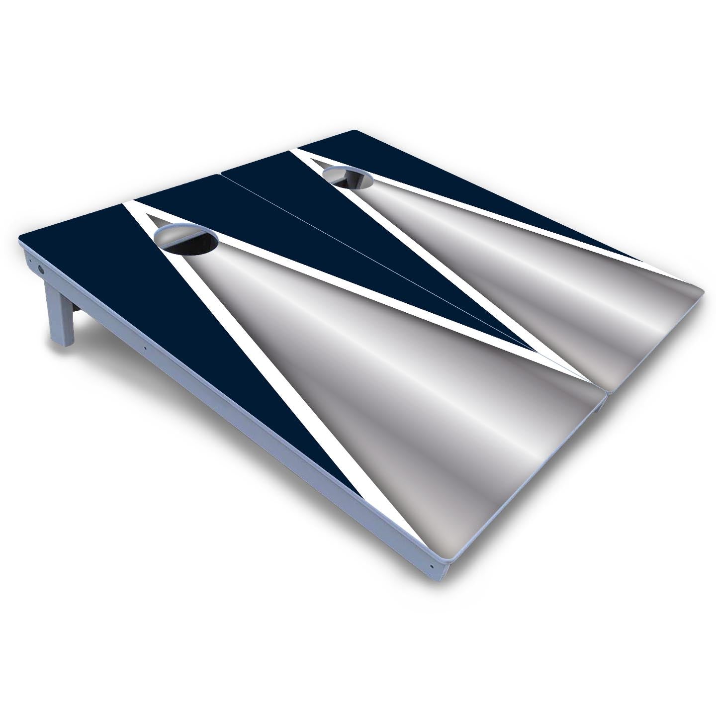 Silver/Blue Triangle Cornhole Boards - All Weather Series