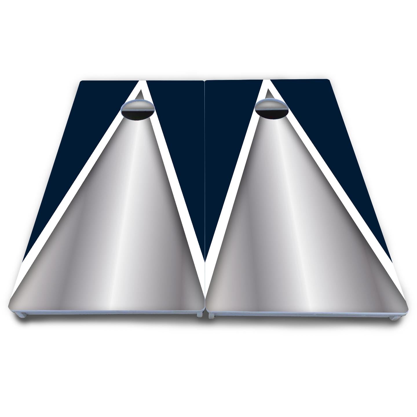Silver/Blue Triangle Cornhole Boards - All Weather Series
