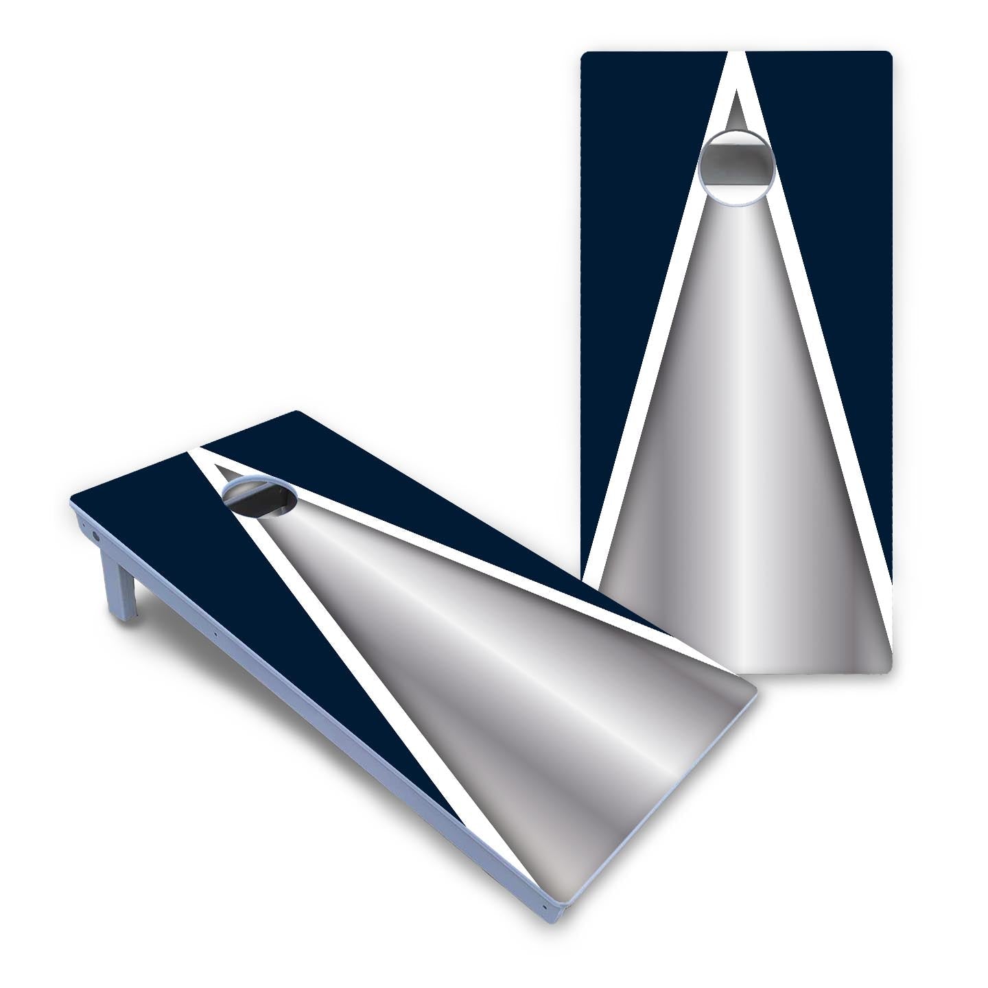Silver/Blue Triangle Cornhole Boards - All Weather Series