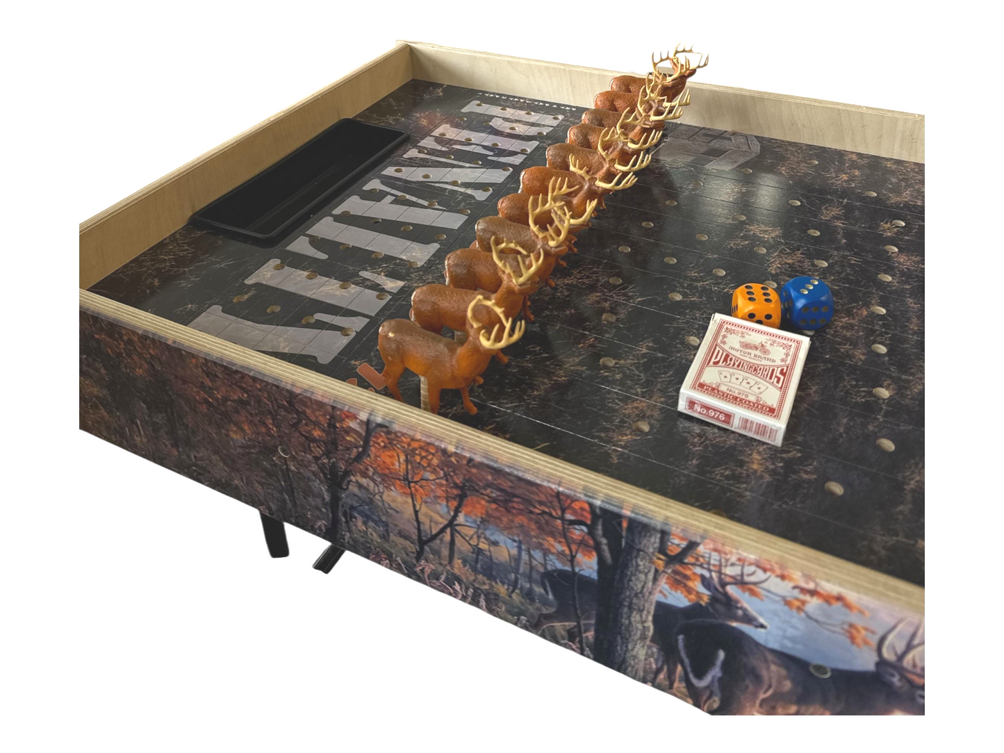 Big Buck Downs-  Jumbo Horse Game with Integrated Chip Pot Big Buck Derby Themed/ Hunting Themed Games/ Deer Themed Horse Racing/ Large Party Games/ Camping