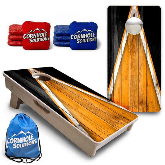 Team Color Triangle - Mini or Vacation Size Cornhole Boards (Orange & Black)