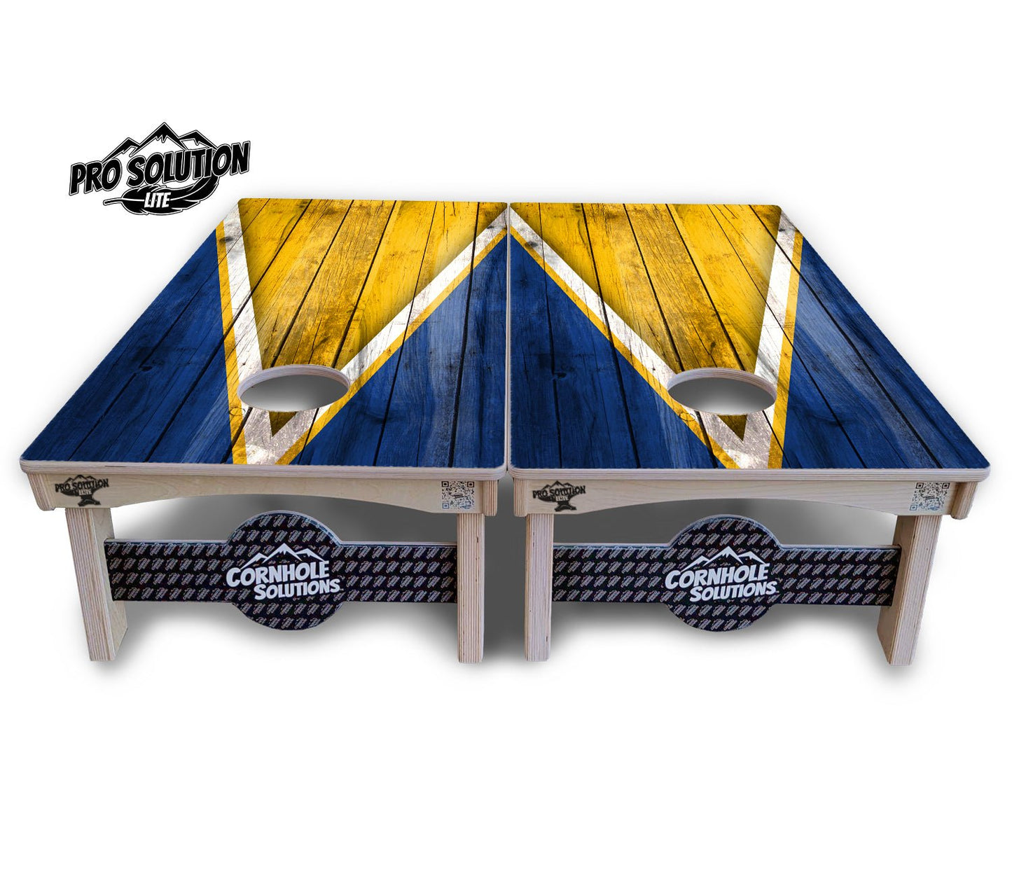 Yellow & Blue Triangle Cornhole Boards - Pro Solution Lite Series