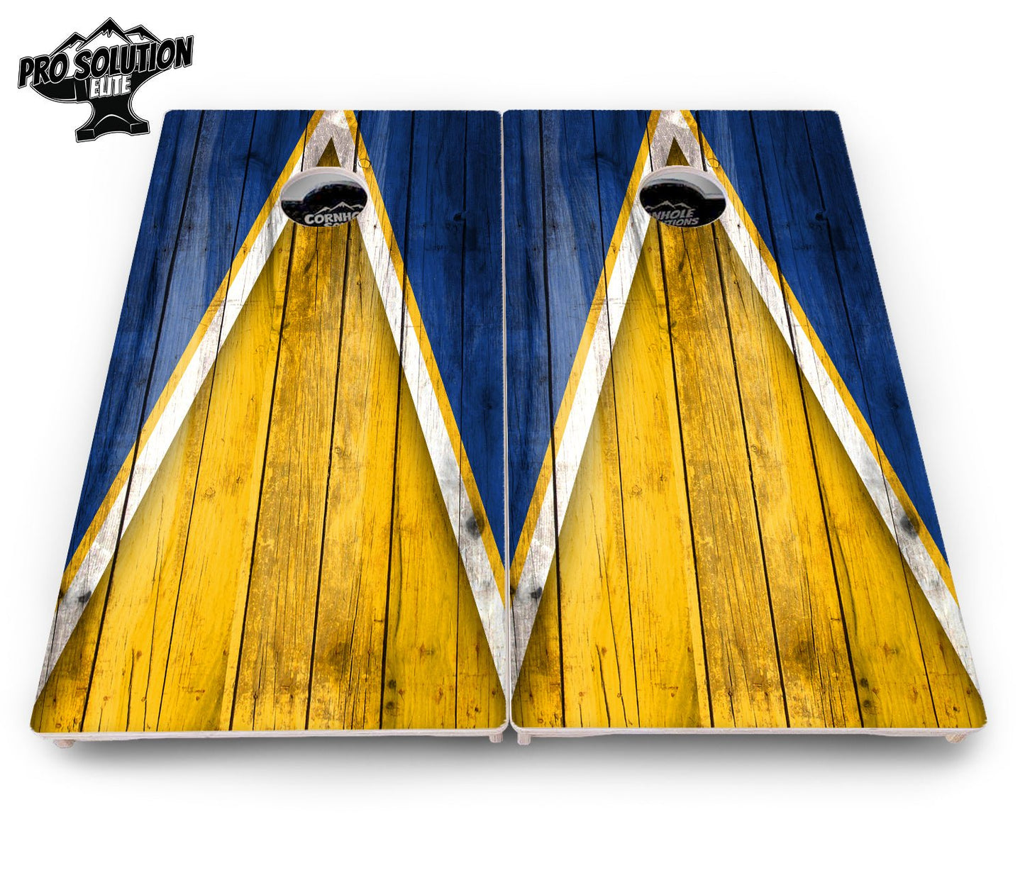 Yellow & Blue Triangle Cornhole Boards - Pro Elite Series