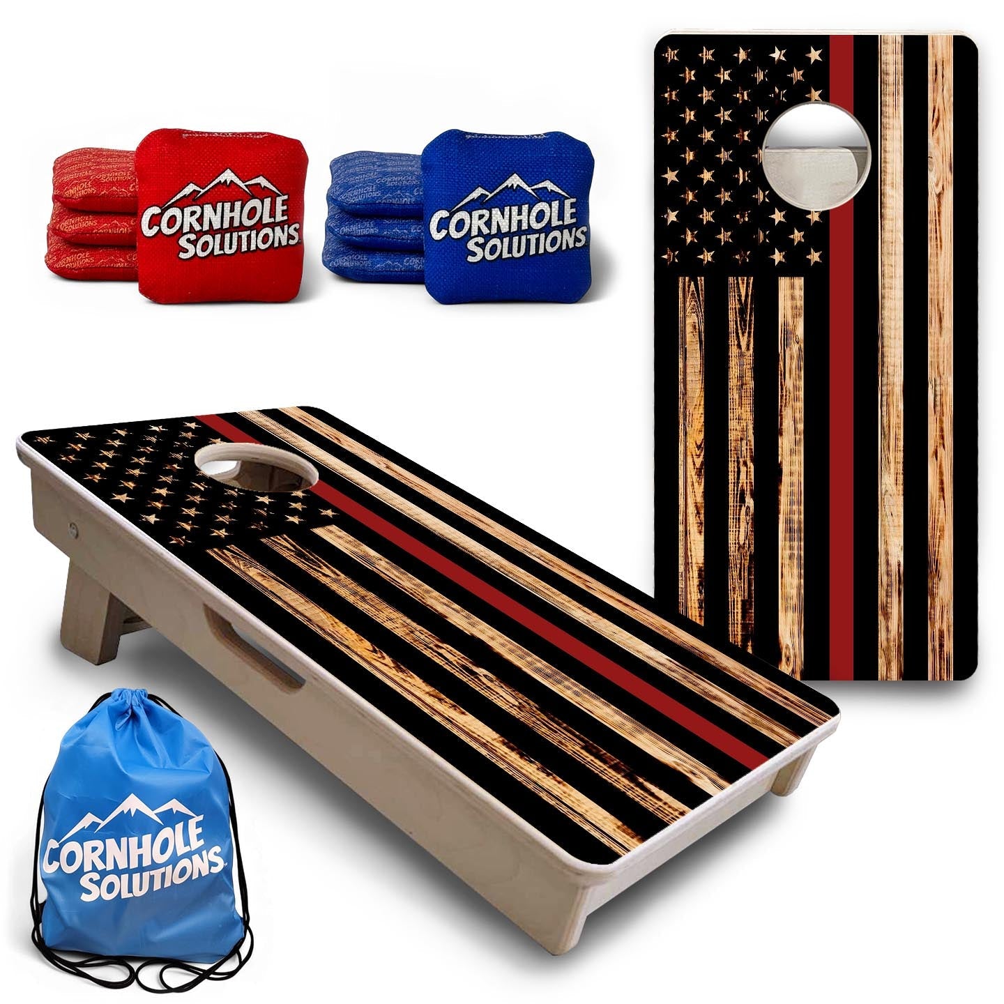 Red Line Burnt Flag - Mini or Vacation Size Cornhole Boards