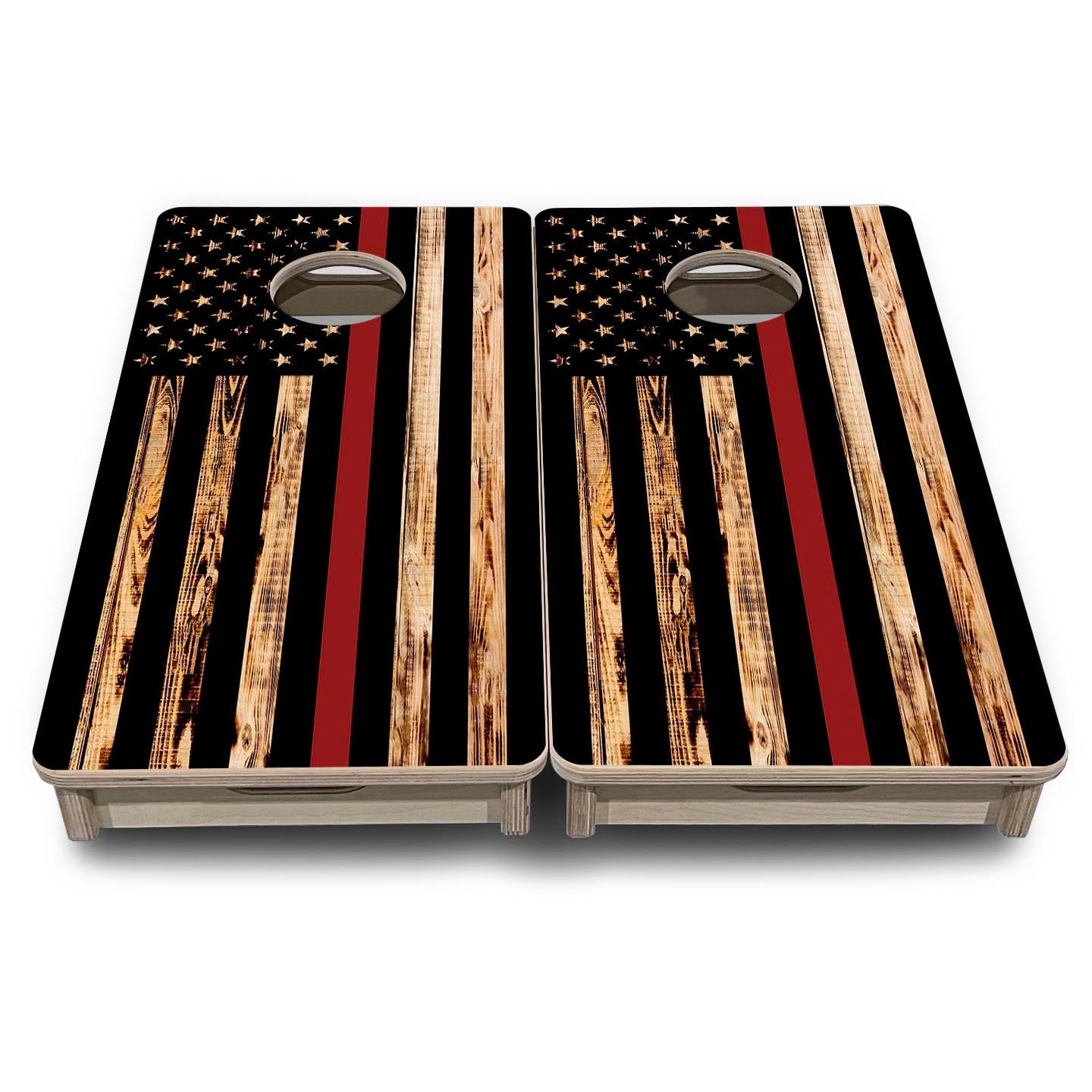 Red Line Burnt Flag - Mini or Vacation Size Cornhole Boards
